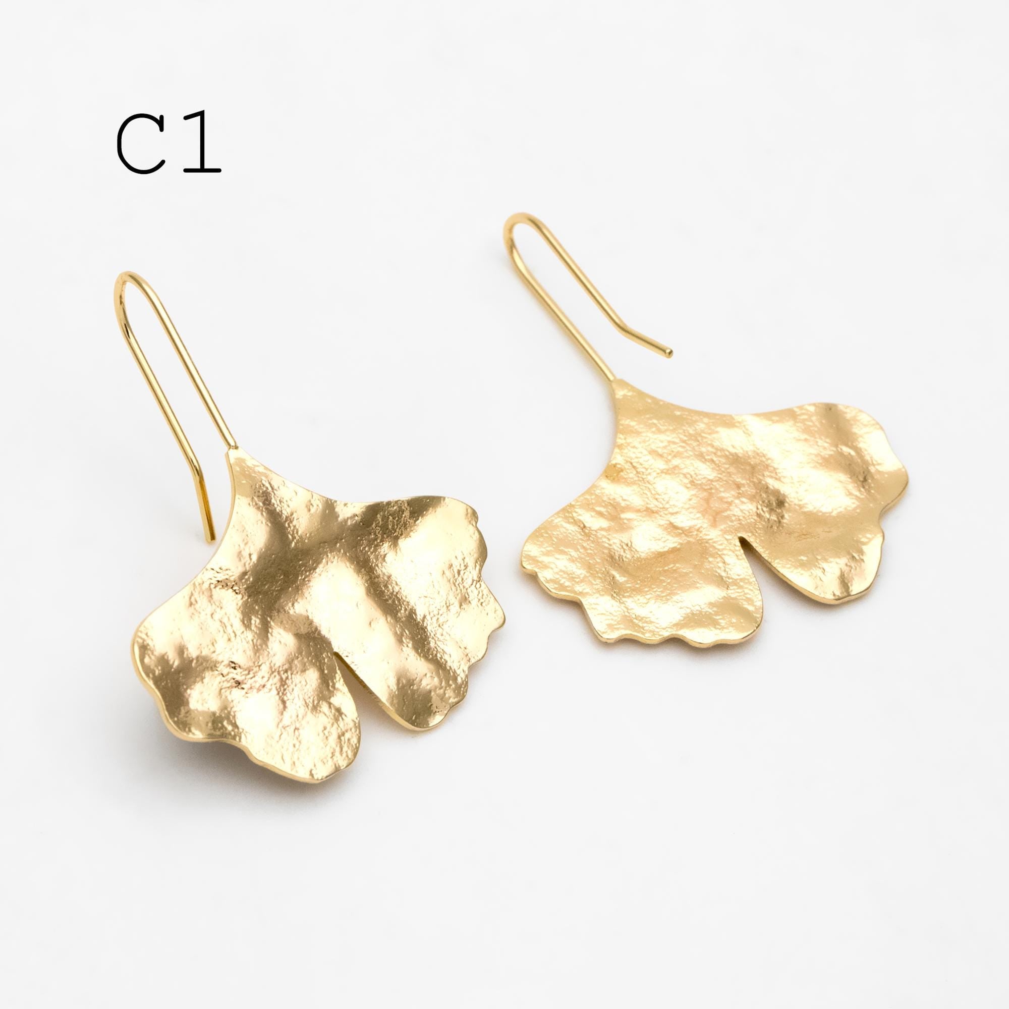 4pcs Gold/ Silver Tone Leaf Ear Hooks, Simple Earwires Earring Components (GB-3323)